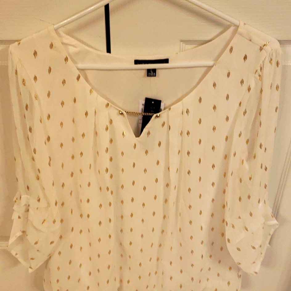 Sara Michelle White Blouse Size Large